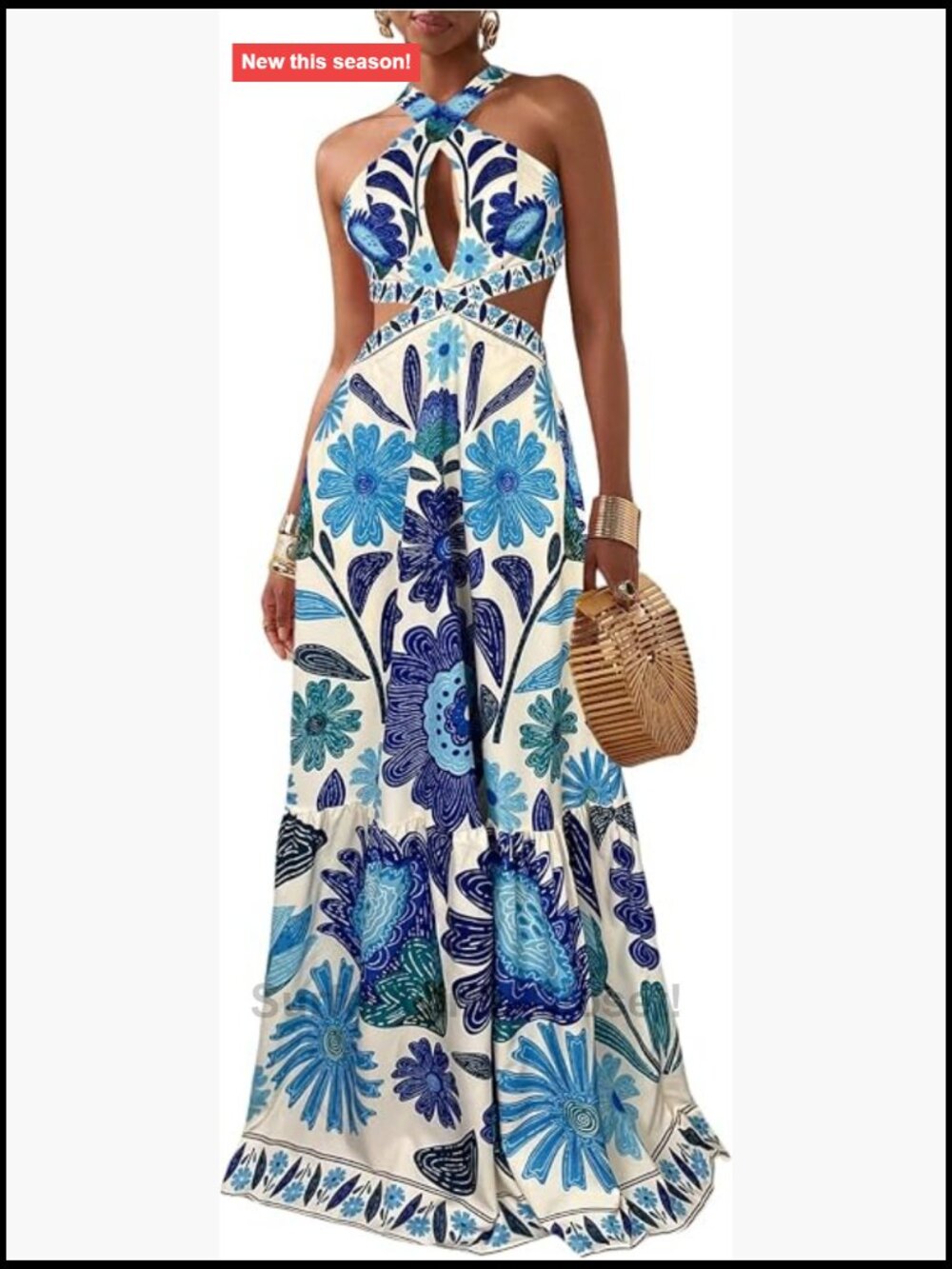 Women's Maxi Dress Halter Neck Cut Out Backless Boho Summer Beach